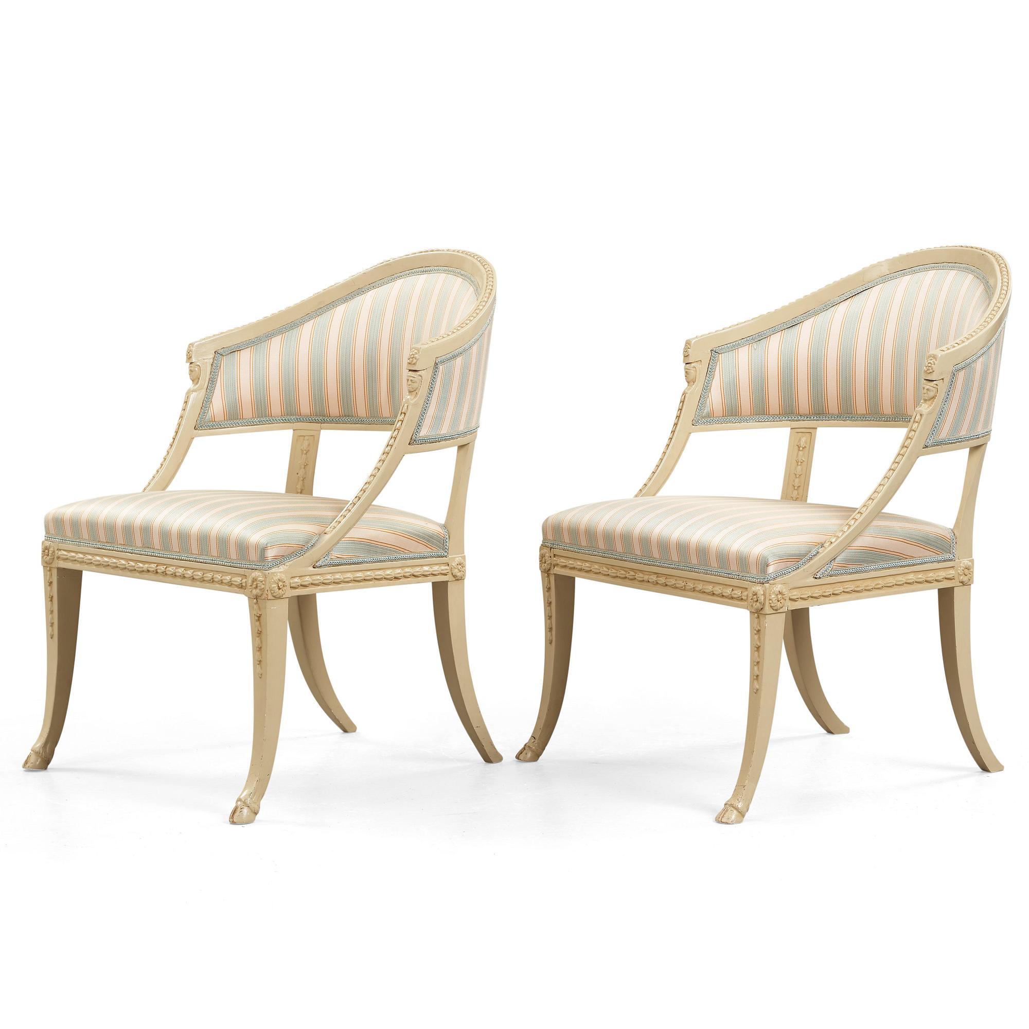A pair of late Gustavian armchairs by Ephraim Ståhl (master in Stockholm 1794-1820).