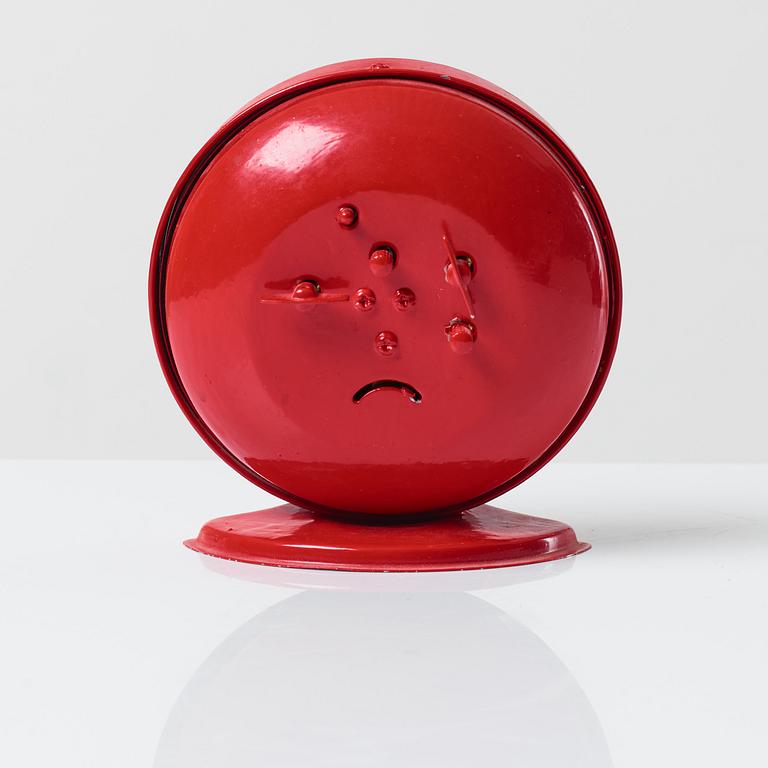 Martin Wickström, painted metal alarm clock, signed MW and dated -97.