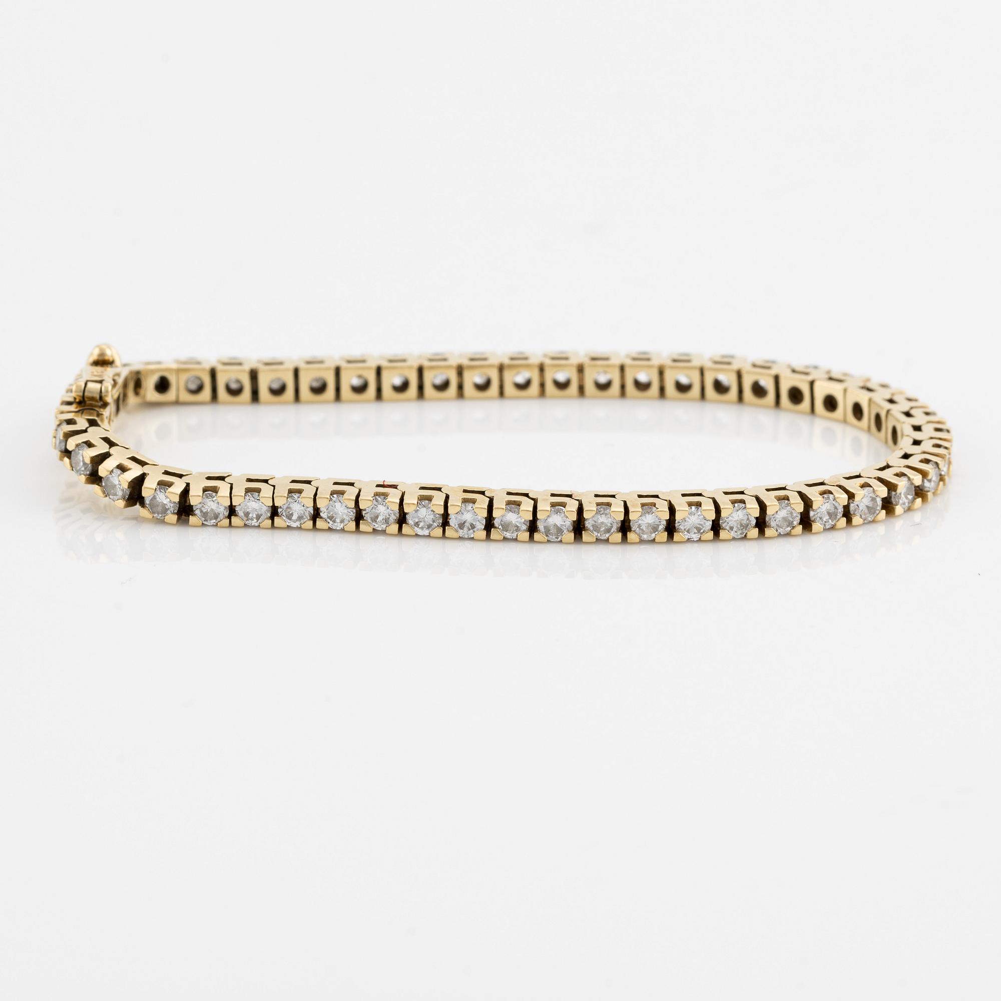 Tennis bracelet, 18K gold with brilliant-cut diamonds.