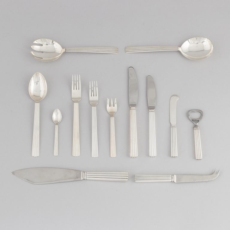 Sigvard Bernadotte, bestickuppsättning, 82 delar, sterling silver, "Bernadotte", Georg Jensen, Danmark 1945-1977.