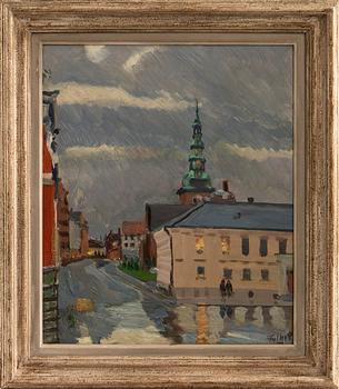 Folke Persson, View towards St. Mary's Church Ystad.