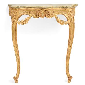 26. A Swedish Rococo console table, dated with Stockholm Hallmark 1763.