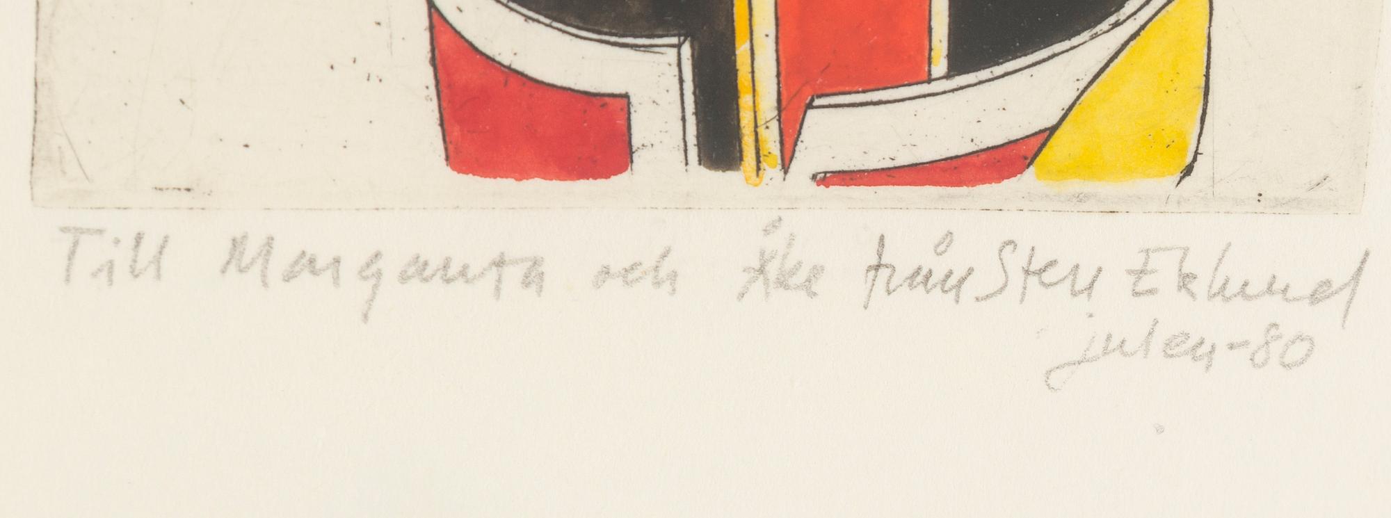 STEN EKLUND, etching with watercolour, signed and dated -80.