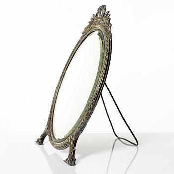A silver plated table mirror, Gustavian style, 20th Century.