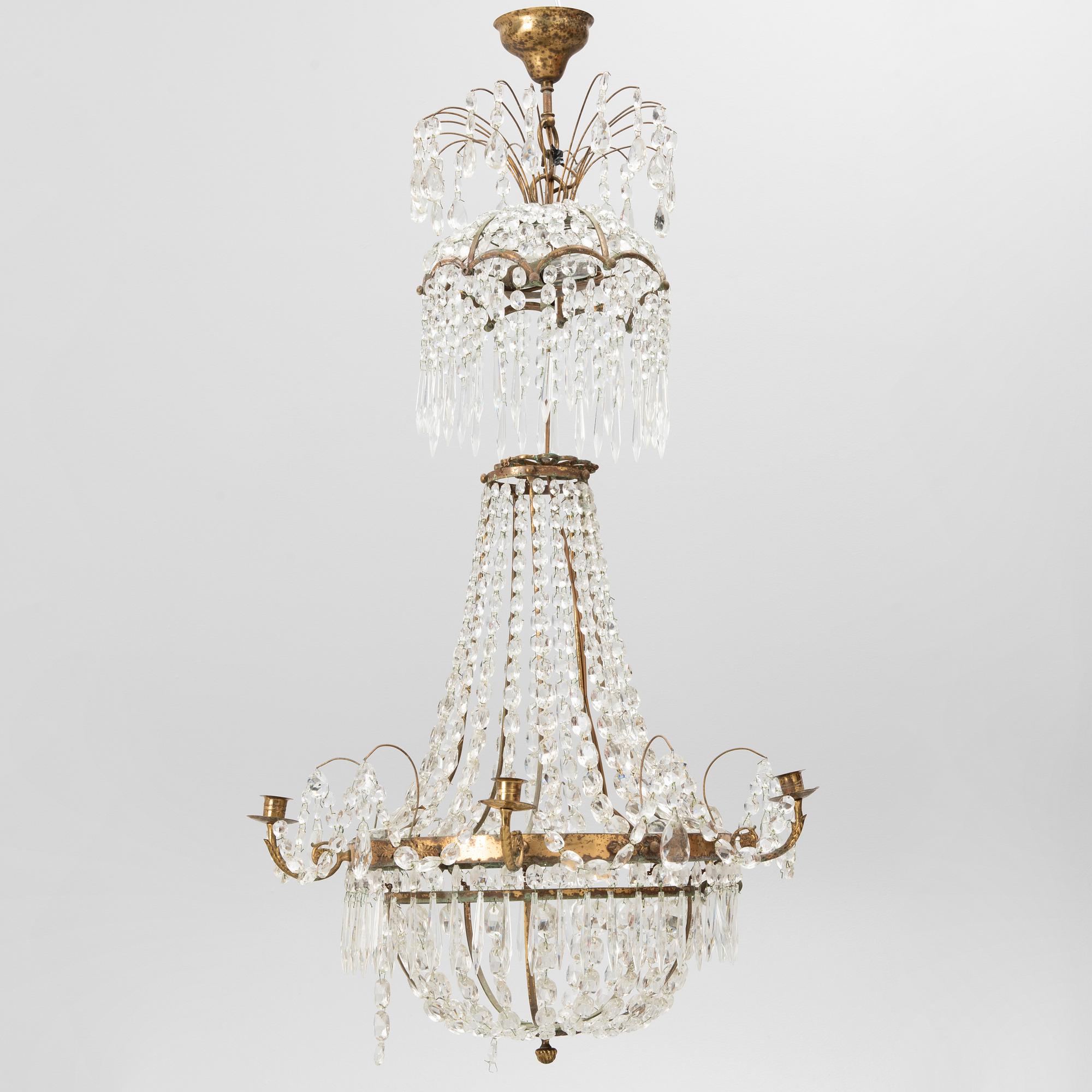 A Gustavian style chandelier, around 1900.