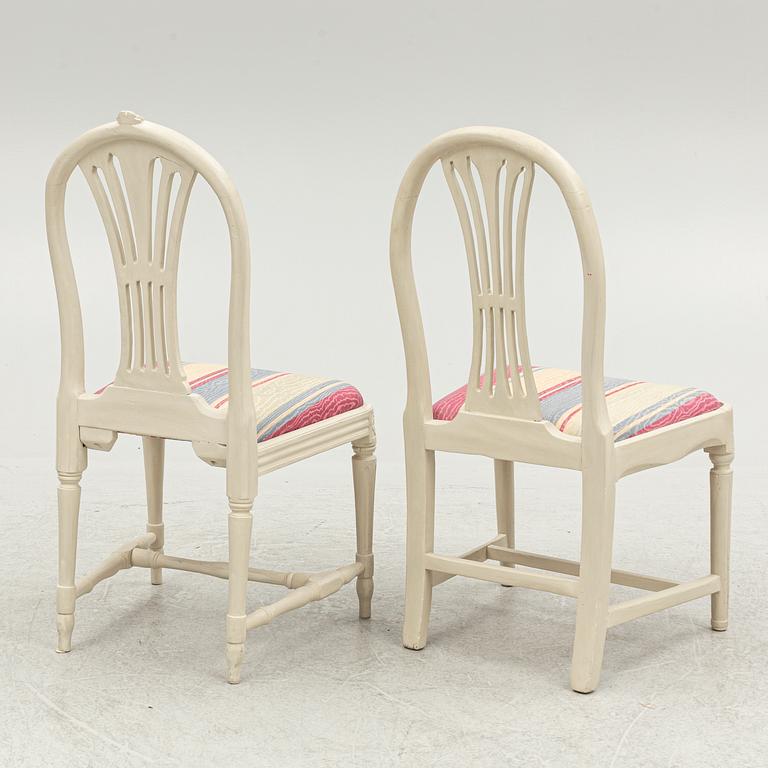 A set of four (2+2) late Gustavian chairs, circa 1800.