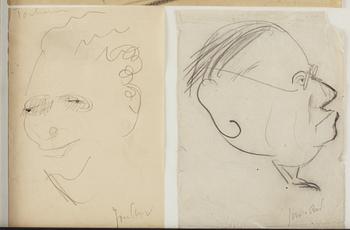 John Jon-And, oencil drawing, 6 framed together., signed.