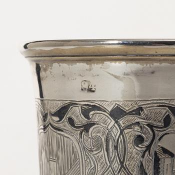 Bägare, 5 st, silver, Ryssland, 1800/1900-tal.