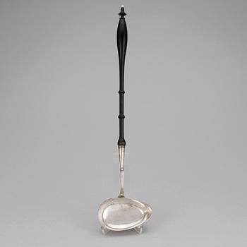 A silver soup ladle by Per Olof Bäckström in Gävle 1825.