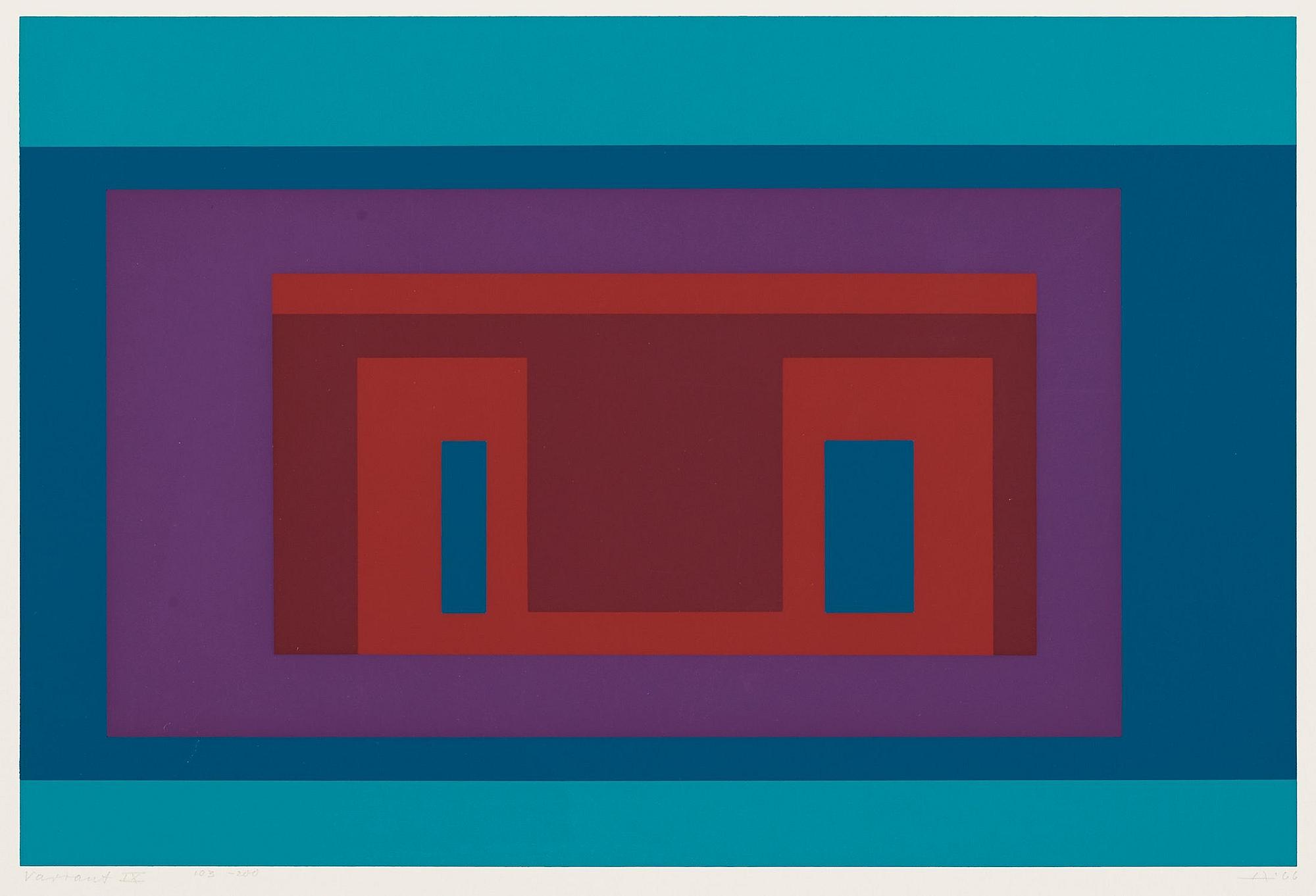 JOSEF ALBERS, 9 färgserigrafier, signerade med blyerts, daterade 1966, numrerade 103/200.