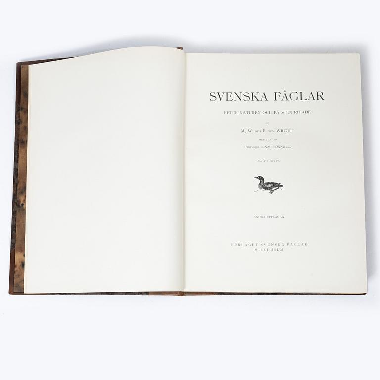Bröderna von Wright, "Svenska Fåglar", 3 volymer, Förlaget Svenska Fåglar, A, Börtzells Tryckeri AB, Stockholm, 1927-29.