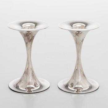Tapio Wirkkala, a pair of silver 'Trumpet' candlesticks, Kultakeskus, Hämeenlinna 1969.