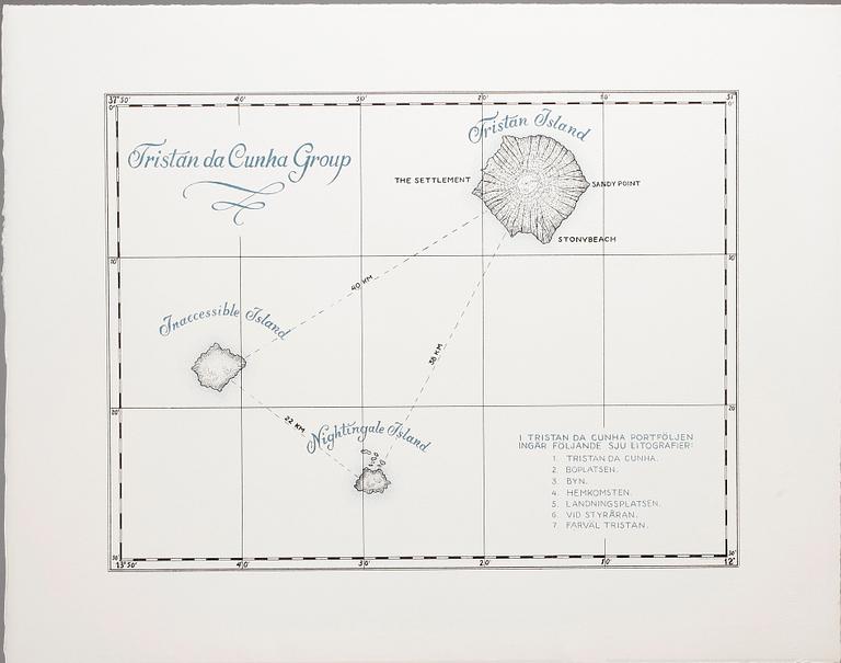 ROLAND SVENSSON, mapp med 7 litografier, "Tristan da Cunha", sign o numr 233/300.