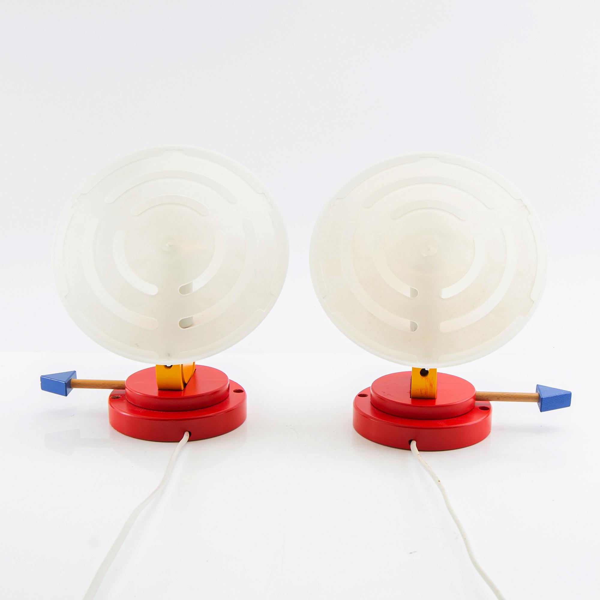 Ettore Sottsass, Wall lamps, a pair, "Stoja", IKEA, 1980s.