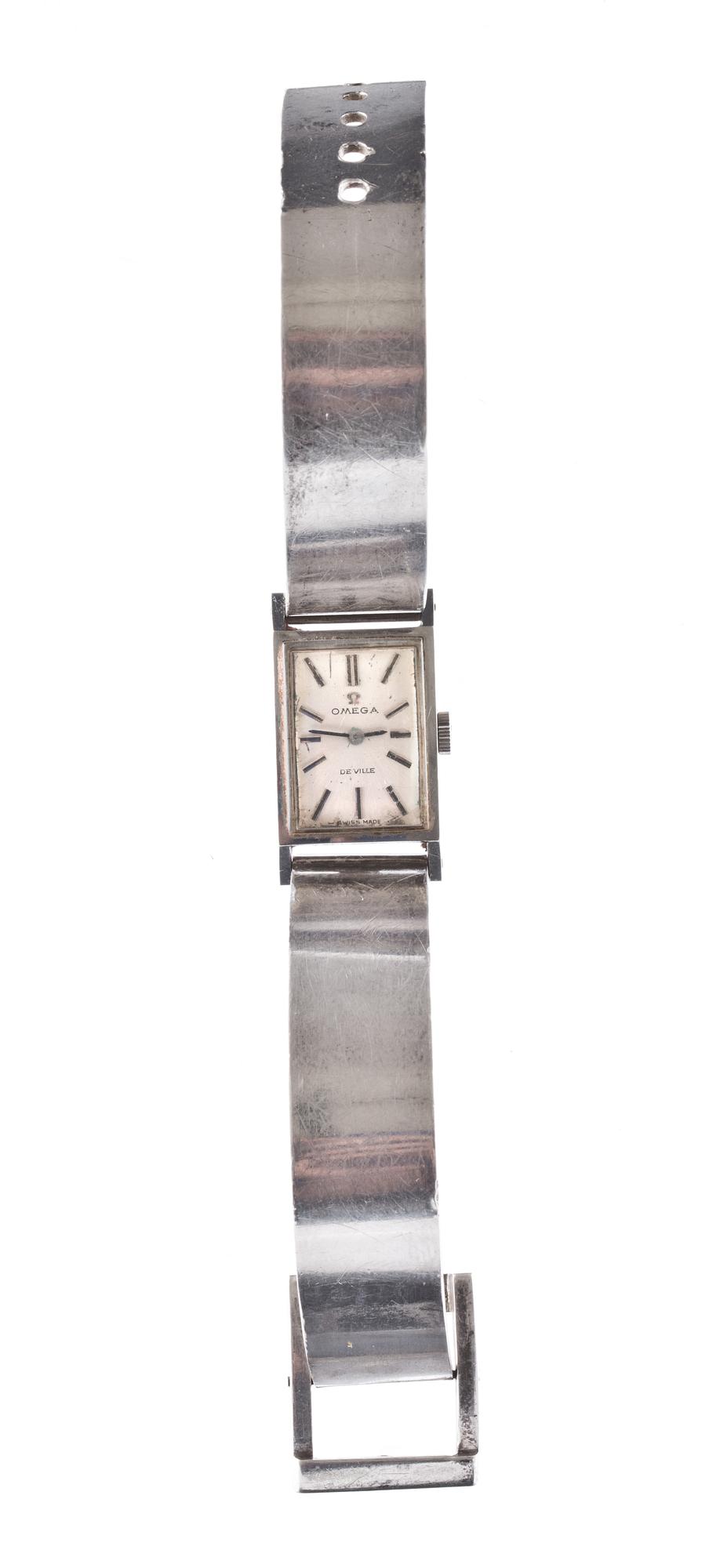 ARMBANDSUR, Omega, De Ville, med Elon Arenhill länk, sterling. Vikt ca 36,5g.