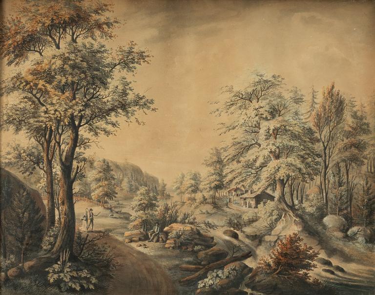 Justus Fredrik Weinberg, Pastoralt landskap med figurer.