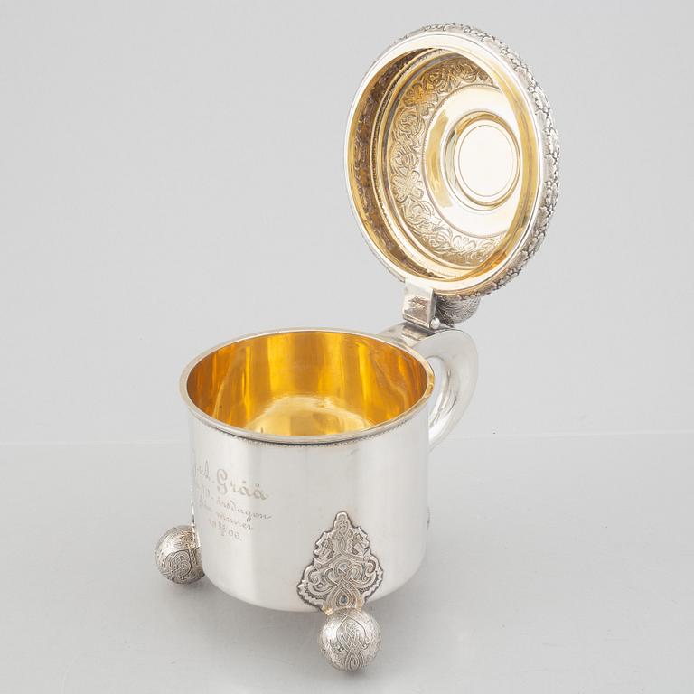 A Swedish 20th century silver tankard, mark of Gustaf Möllenborg - Carl Teodor Féron, Stockholm 1905.