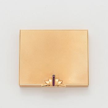 14K gold and ruby vanity case.