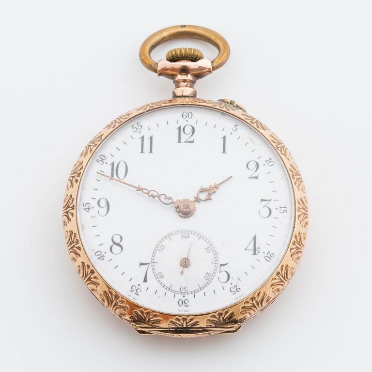 DAMFICKUR, 14K guld, schweizisk stämpel, '16 rubis'.