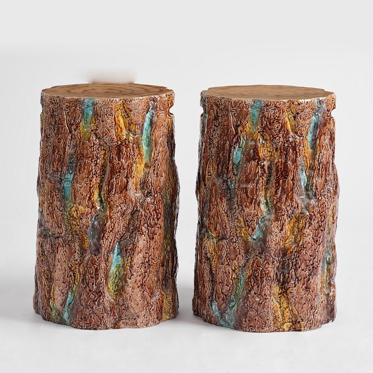 A pair of mayolica garden stools from Gustavsberg, late 19th century.
