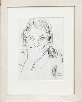 Lena Cronqvist, teckning signerad och daterad 98.