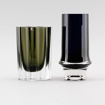 VASER, 2 st, glas, Tapio Wirkkala, signerade, IIttala.