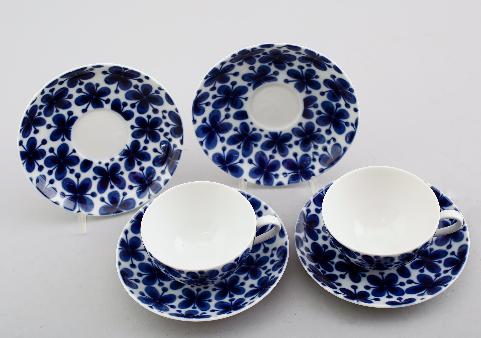 KAFFEKOPPAR, 13 st med FAT, 11 st, porslin, "Mon Amie", Marianne Westman, Rörstrand.