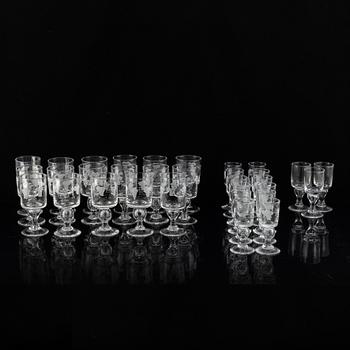 A 'Swedish Old' glass service, Reijmyre, second half of the 20th century (29 pieces).