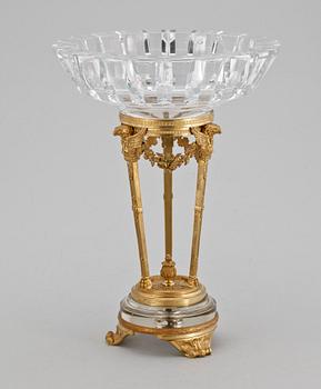 BORDSUPPSATS, glas och brons. Empirestil 1800/1900-tal.