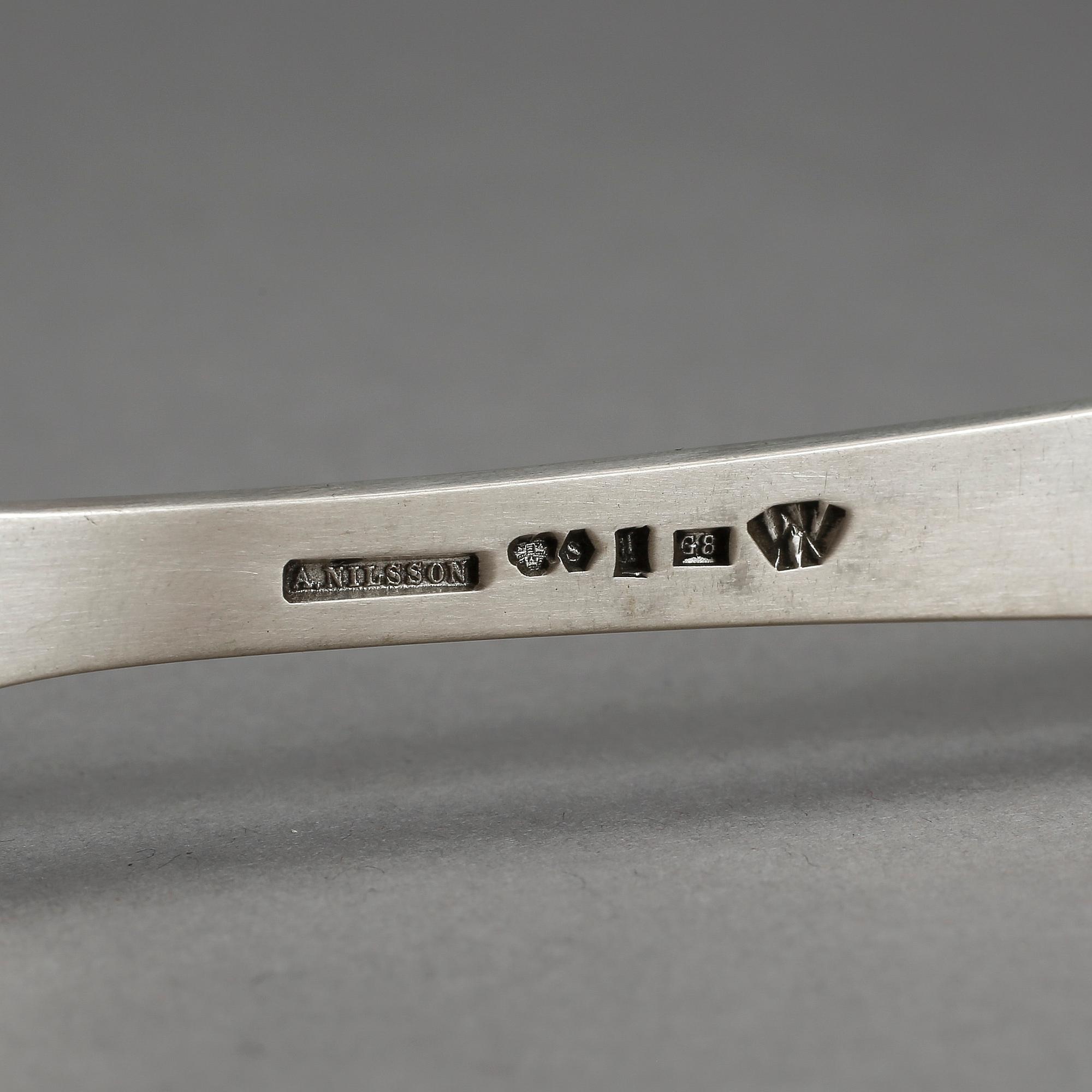 FISKGAFFLAR, 6 st, silver, Wiwen Nilsson, signerade, 1933-40. Tot vikt 336 gram.