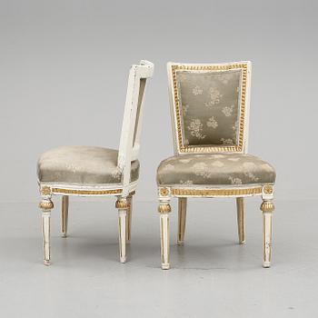 STOLAR, 2 stycken, Gustavianska. 1700-talets slut.