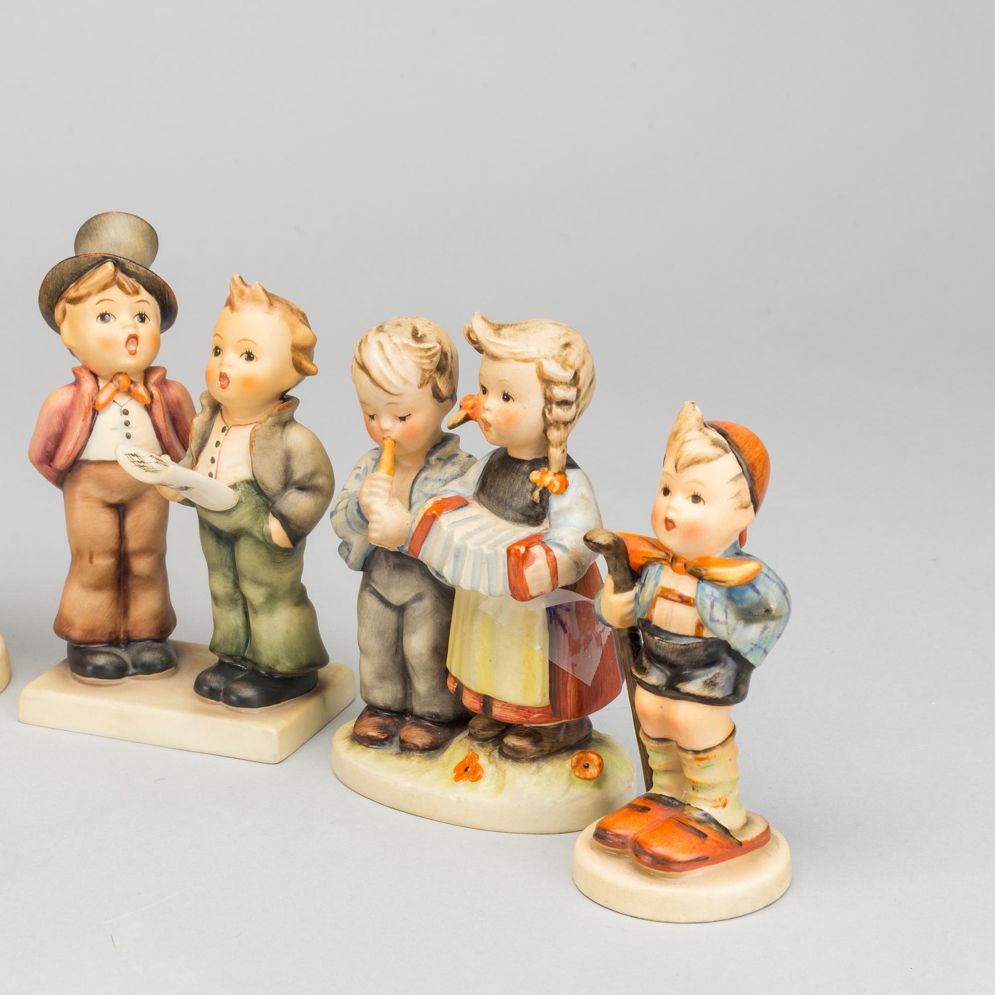 FIGURINER, 9 st, porslin, MJ Hummel, Goebel, 1900-tal.