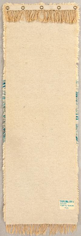Terttu Tomero, matte rya "Tiirumliiru" signed and dated 1966, approximately 193X67 cm.