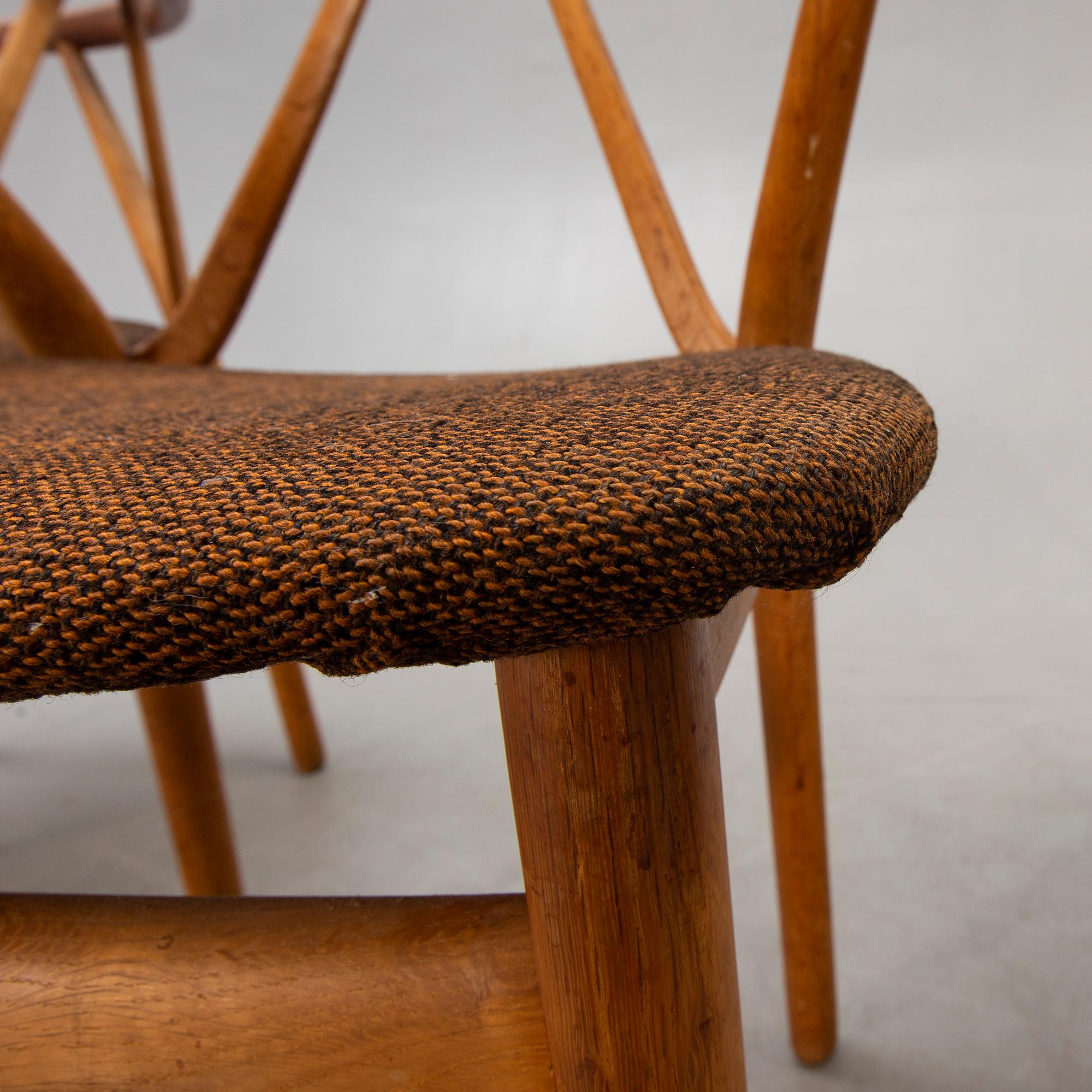 Henning Kjaernulf, chairs, 4 pcs, "model 225", for Bruno Hansen Denmark, 1960s.