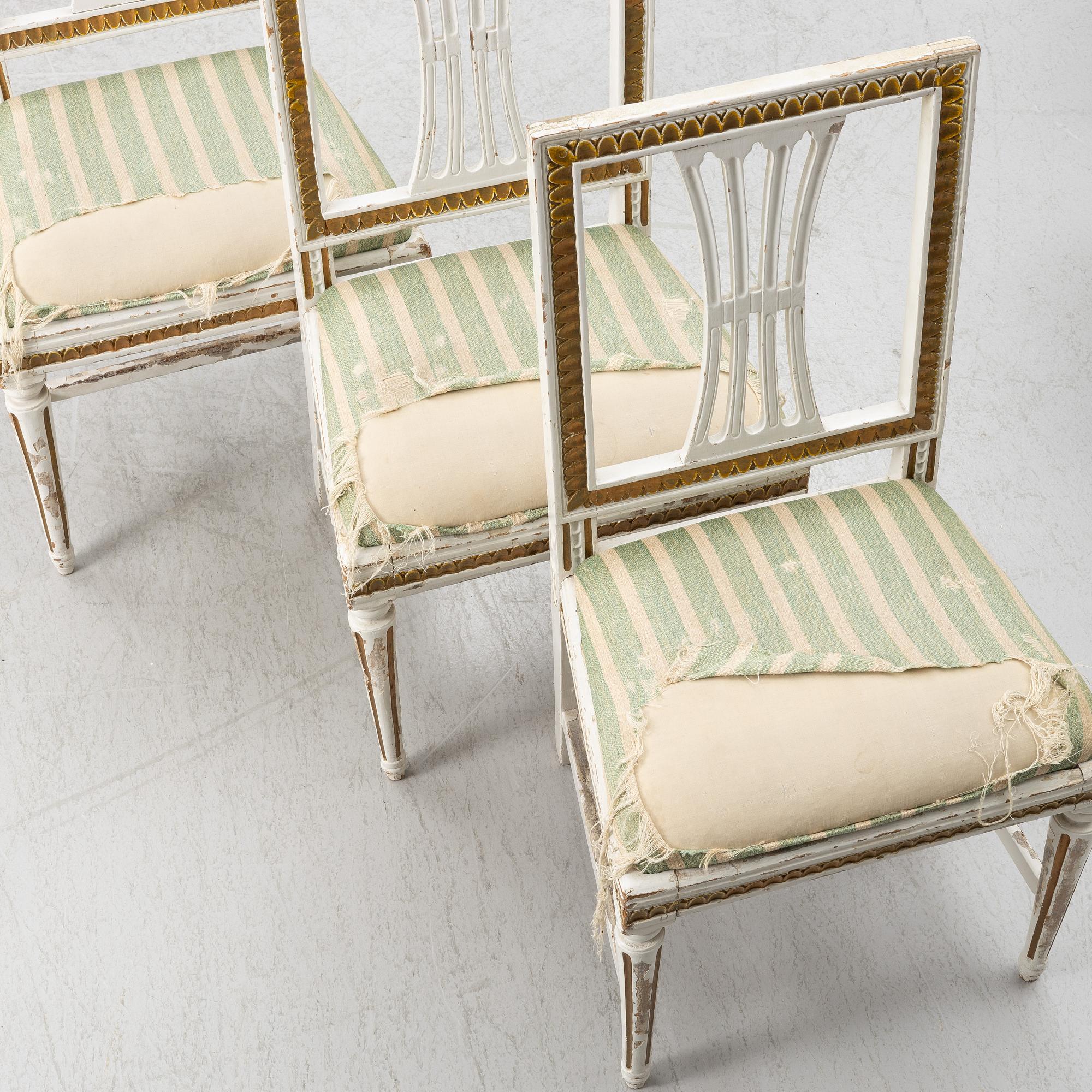 Chairs, 10 similar, circa 1800, late Gustavian.