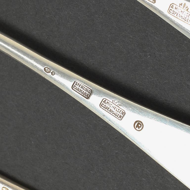 BESTICKSERVISDELAR, 74 st, silver, "Ida", Ole Hagen, A Michelsen, Danmark, 1900-talets andra hälft.