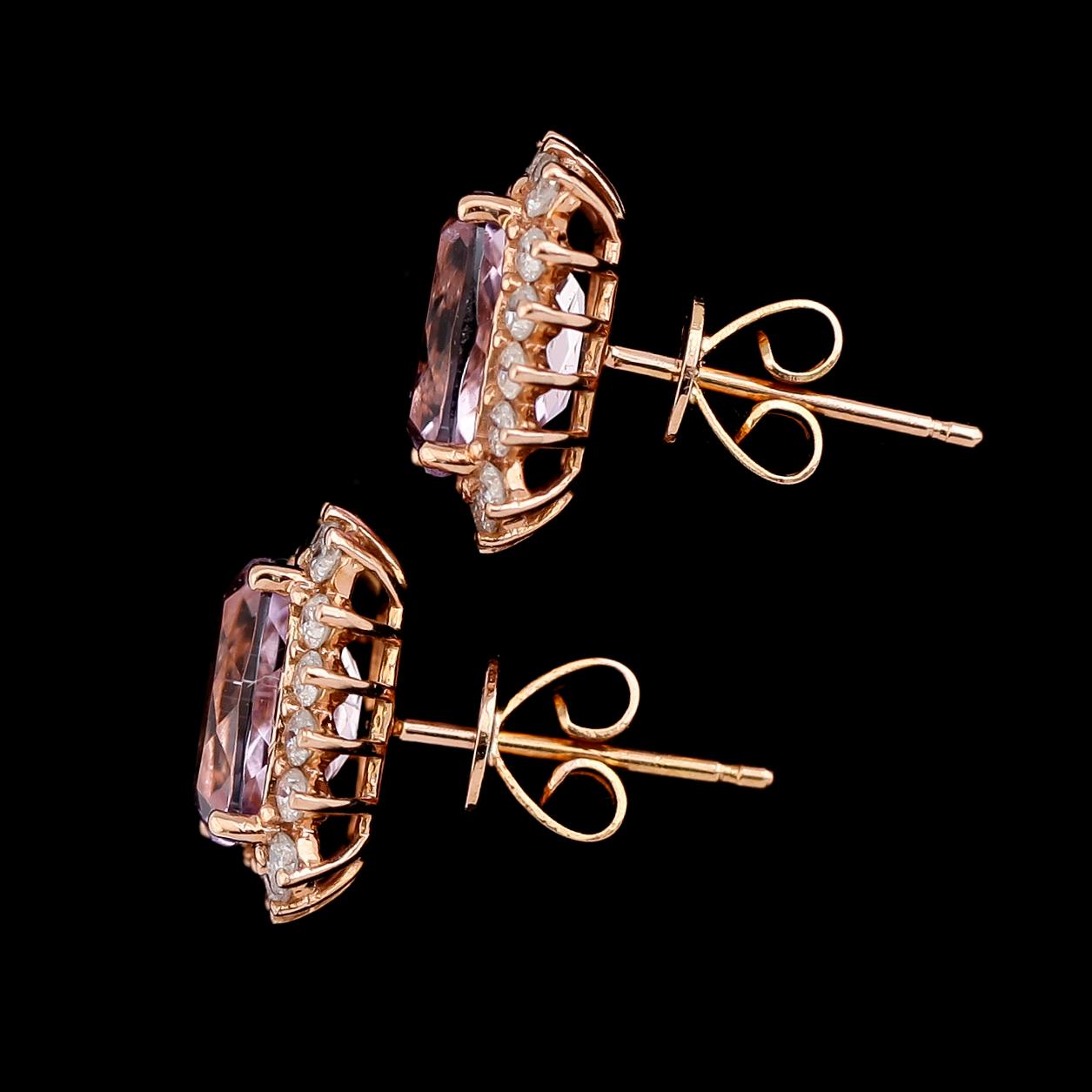ÖRHÄNGEN, 1 par, 18K roséguld, diamanter tot ca 0.57 ct, rosa kunziter tot ca 3.50 ct.