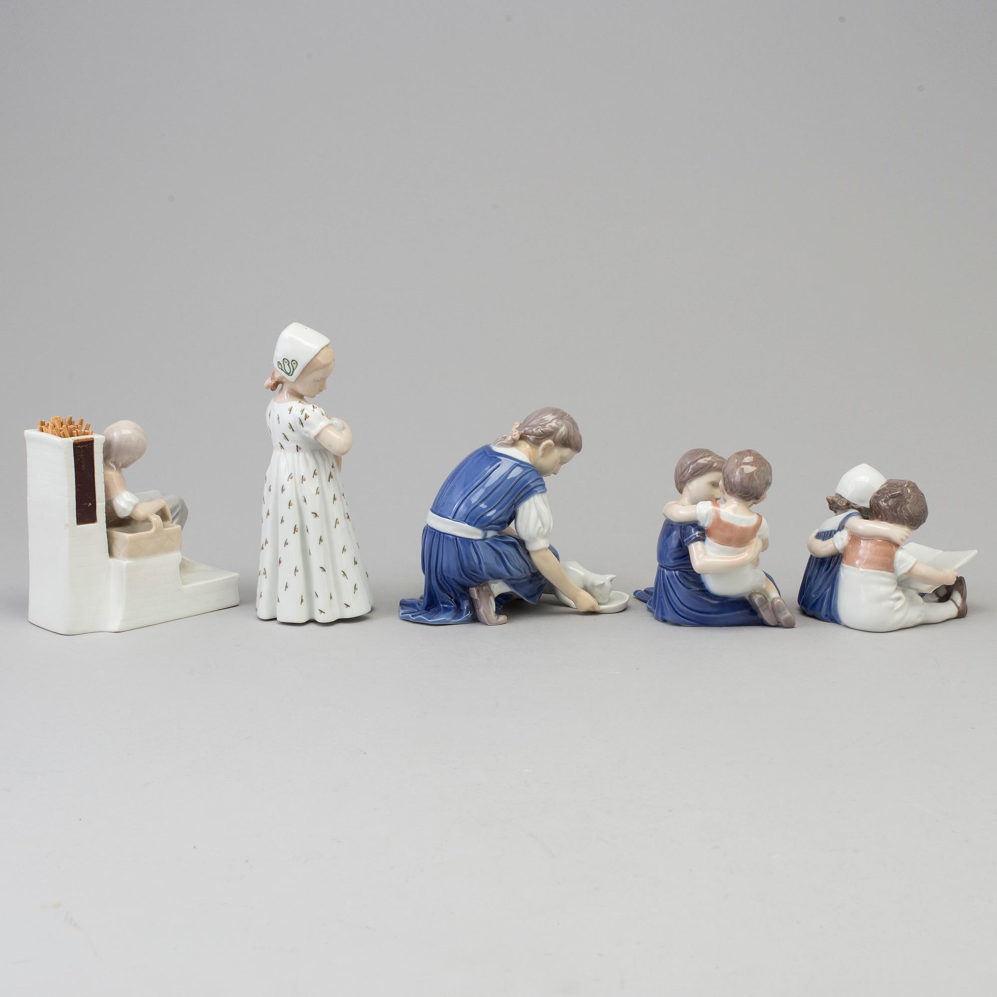 Five Royal Copenhagen porcelain figurines, Denmark, second half of the 20th century.