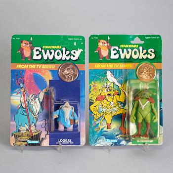 STAR WARS, 4 stycken actionfigurer i förpackning, Kenner, 1980-tal.
