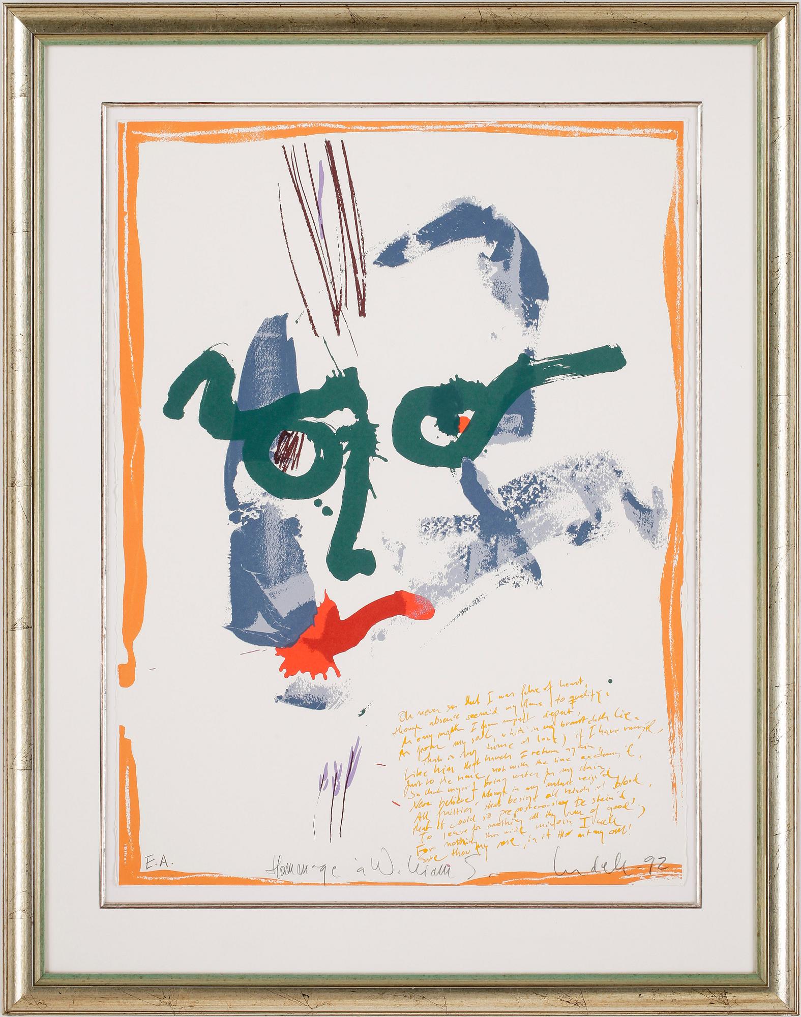 ULF LUNDELL, färglitografi, E.A., signerad och daterad -92.