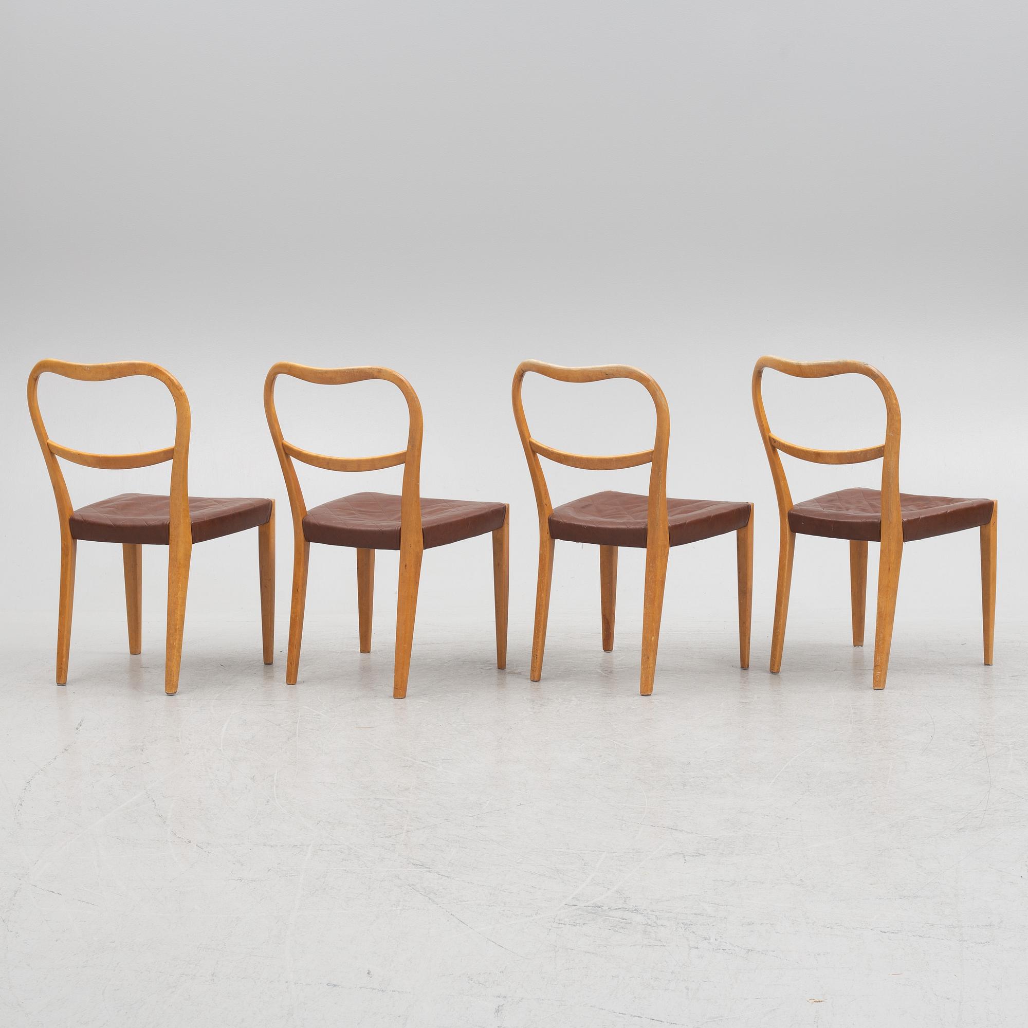 Axel Larsson, four chairs, 'Serie 1300', SMF, Bodafors, 1930s.