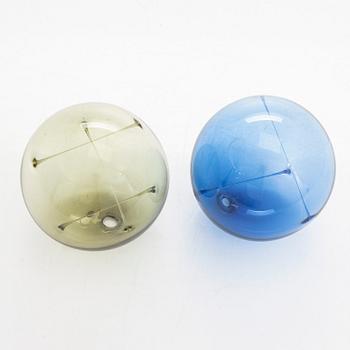 Timo Sarpaneva, two "Aurinkopallo" Art glass bolls, Iittala, Finland, one signed TS.