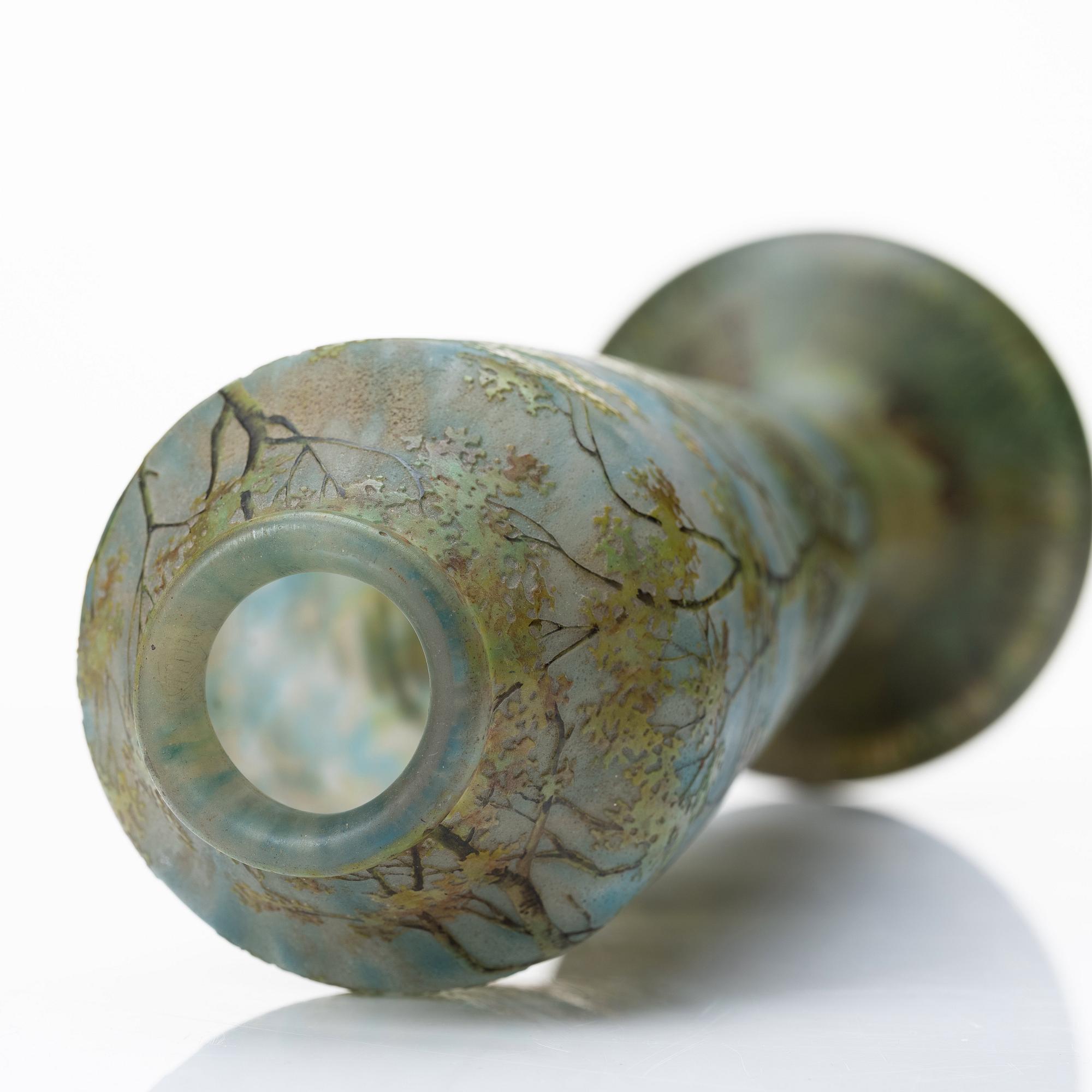 Daum, an Art Nouveau enamel painted cameo glass vase, Nancy France.