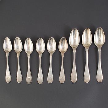 SKEDAR 6+3 st, silver, "Svensk modell", bla  Johan Erik Wallin, Stockholm 1800-talets början.