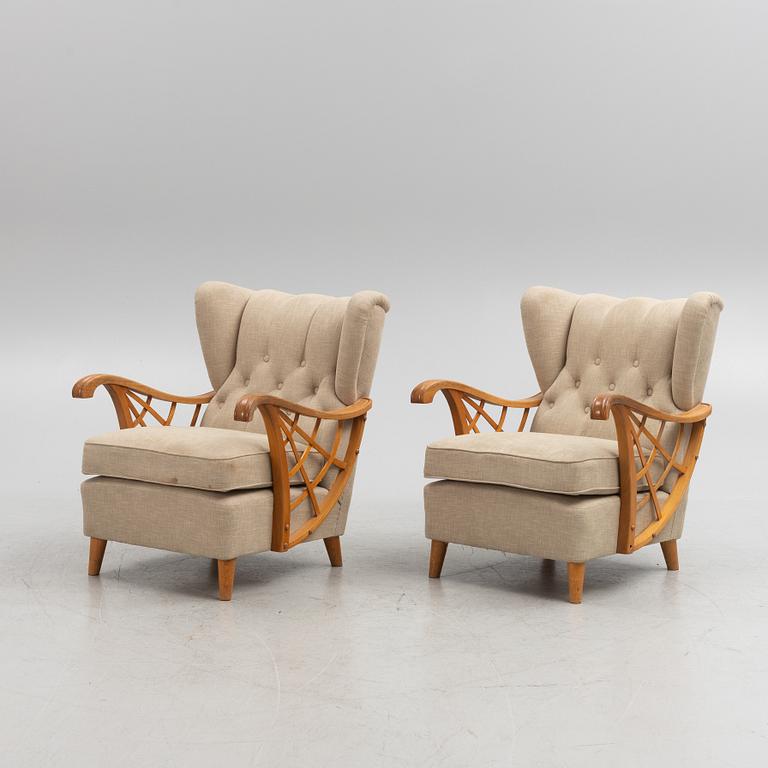 A pair of Swedish Modern armchairs, 1940's.