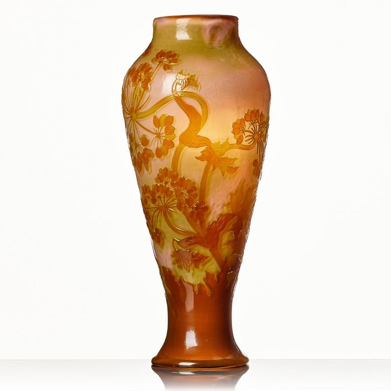 Emile Gallé, a 'firepolished' Art Nouveau cameo glass vase, Nancy, France, ca 1900.