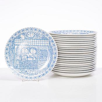 Stig Lindberg, tallrikar, 22 st, "Boro", Gustavsberg.