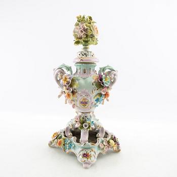 Urn with pedestal Rococo style Schierholz Germany late 19th century porcelain.