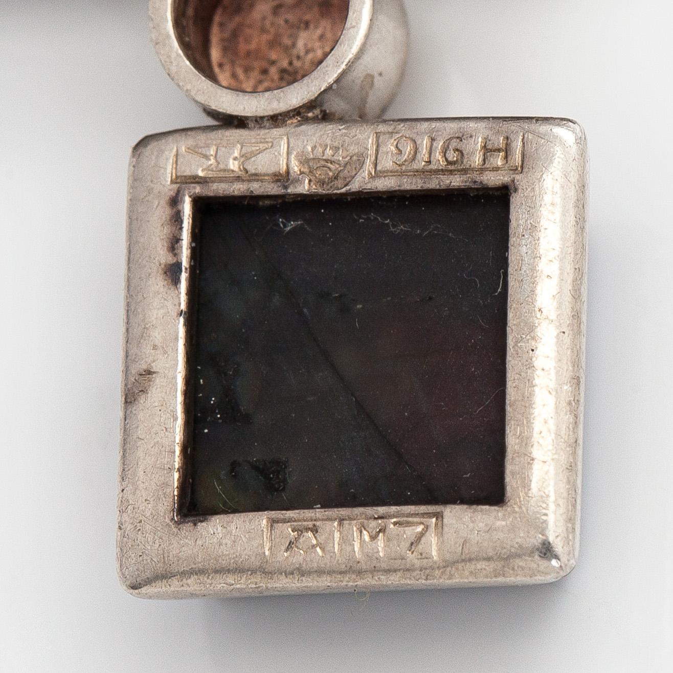 Elis Kauppi, pendant and bracelet, silver, spectrolite, Kupittaan Kulta, Turku 1965.