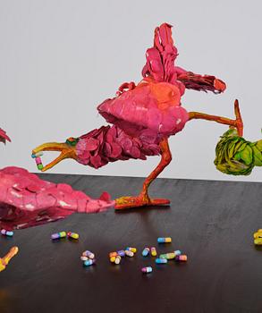 Nathalie Djurberg & Hans Berg, "A Thief Caught in the Act (Flock of Birds)".